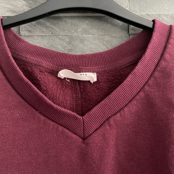 Zenana V-neck Sweatshirt W/Pockets Size M - Picture 5 of 10